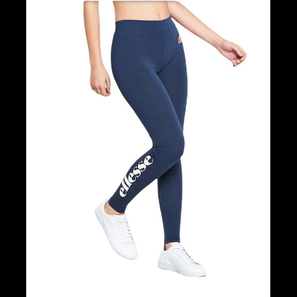 NWT Ellesse pull on athletic athleisure tights legging blue insignia size medium